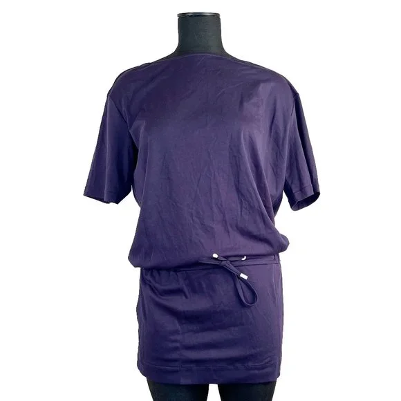 Hermes Drawstring Waist Plum Beach Dress Made In France Stretch Cotton EU  40 - www.jkreigsman.com